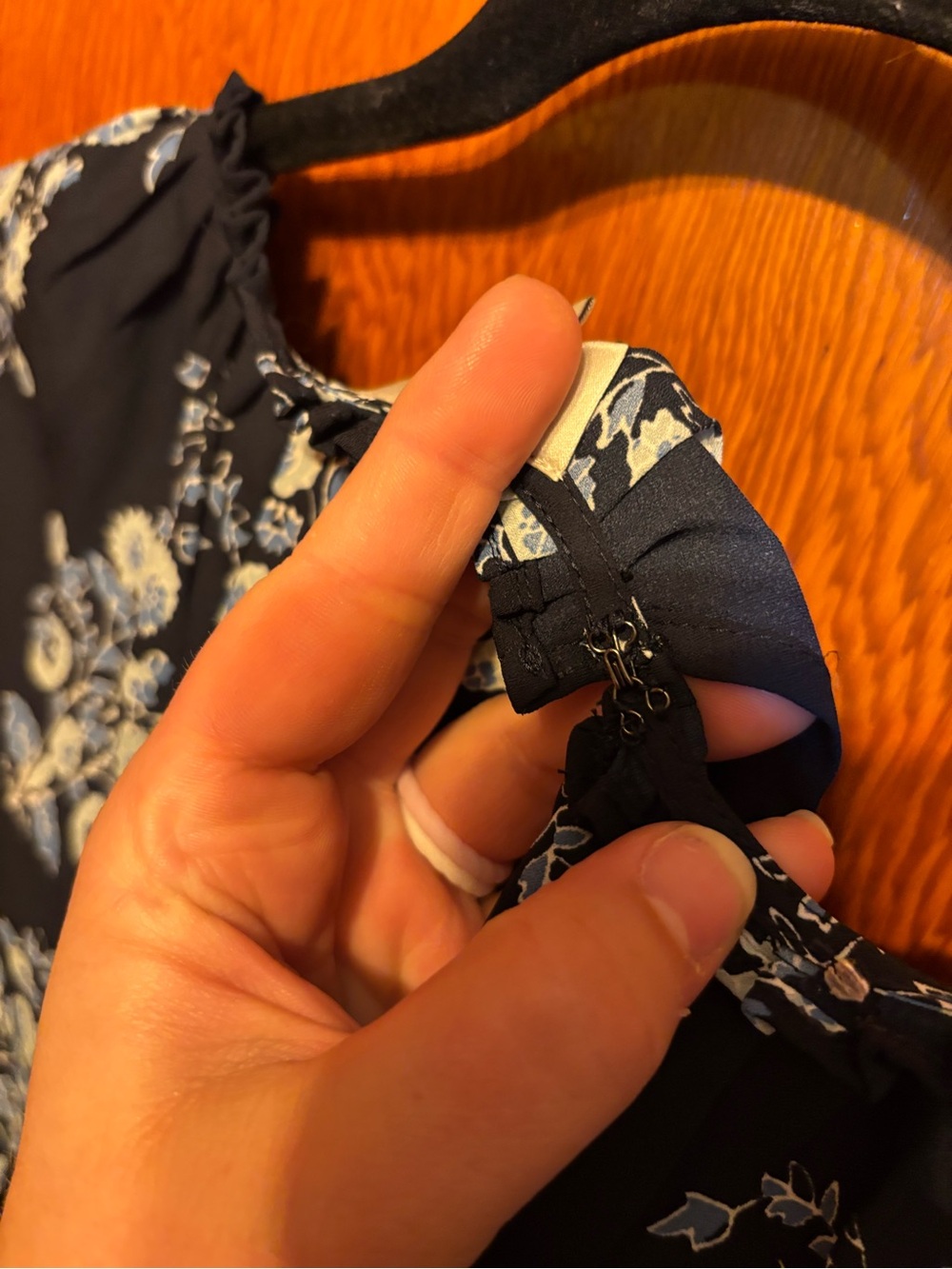 LOFT Navy Floral Short-Sleeve Peasant Blouse - Picture 4 of 4